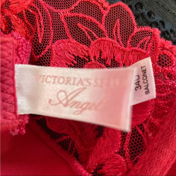Victorias Secret 34D Dream Angels Padded Lined Balconet Bra Lacey Red Floral - Picture 8 of 8